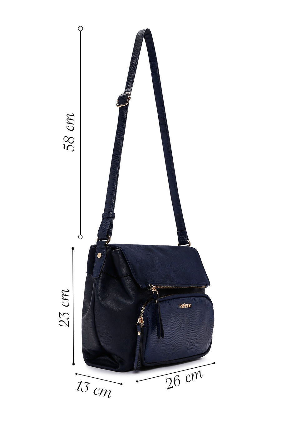 Women's Navy Blue Long Strapped Printed Crossbody Bag