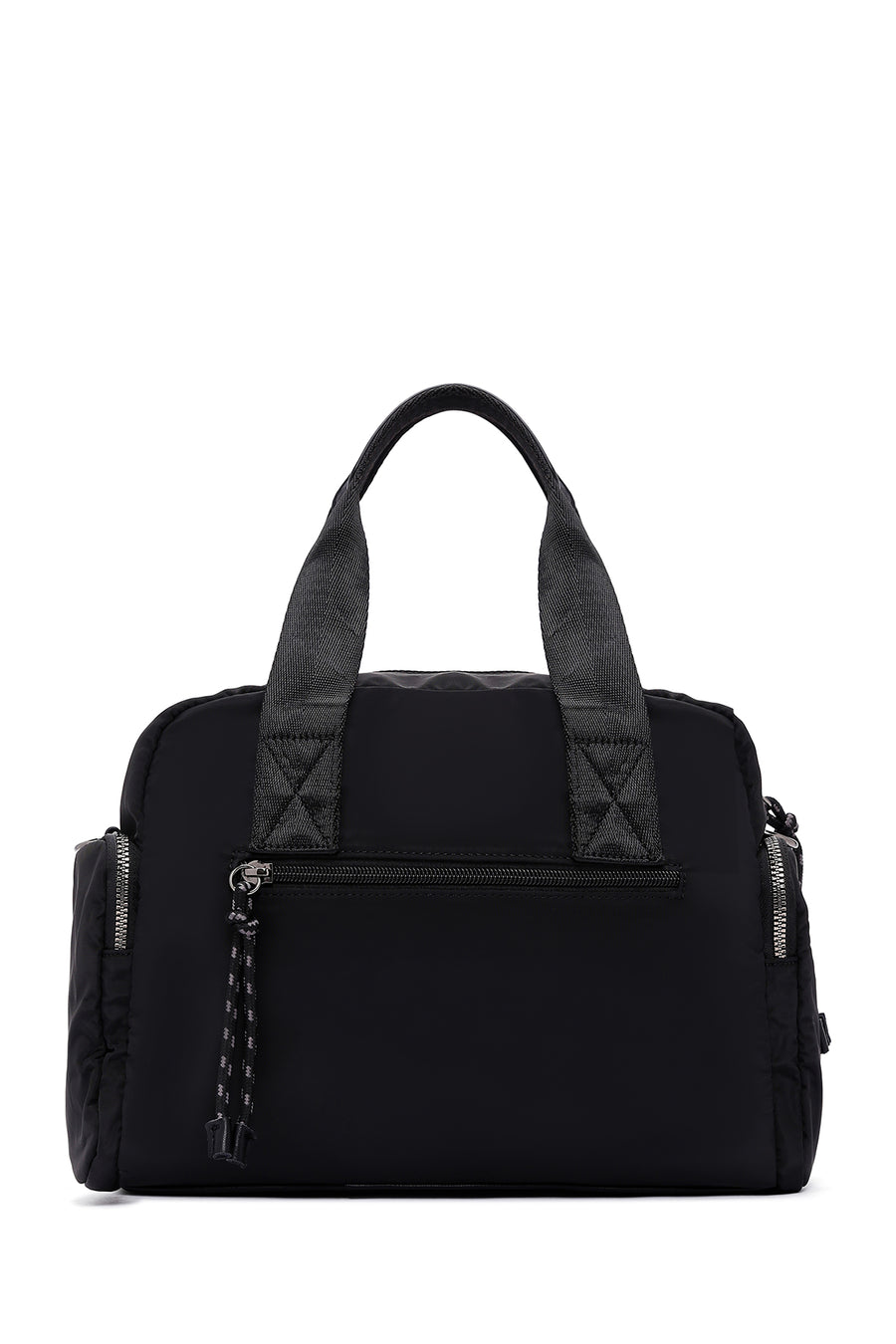 Women's Black Long Strap Fabric Sleeve Bag with Accessory Details