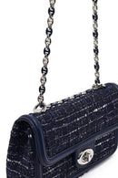 Kadın Lacivert Uzun Askılı Desenli Mini Çapraz Çanta | Derimod