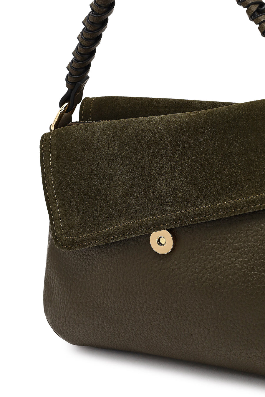 Women's Khaki Long Strap Suede Shoulder Bag