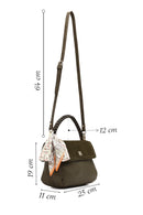 Women's Khaki Long Strap Suede Shoulder Bag | Derimod
