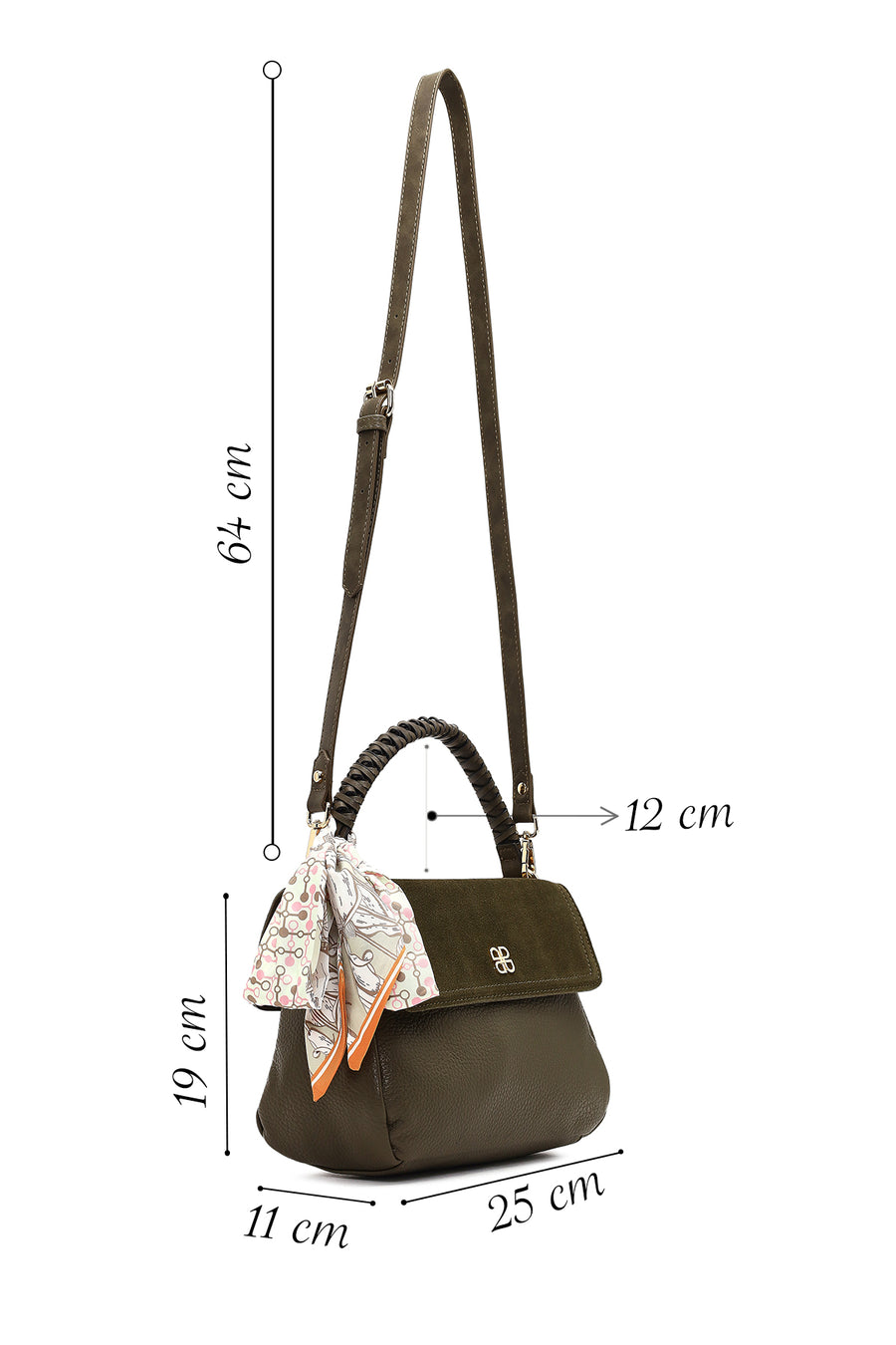 Women's Khaki Long Strap Suede Shoulder Bag