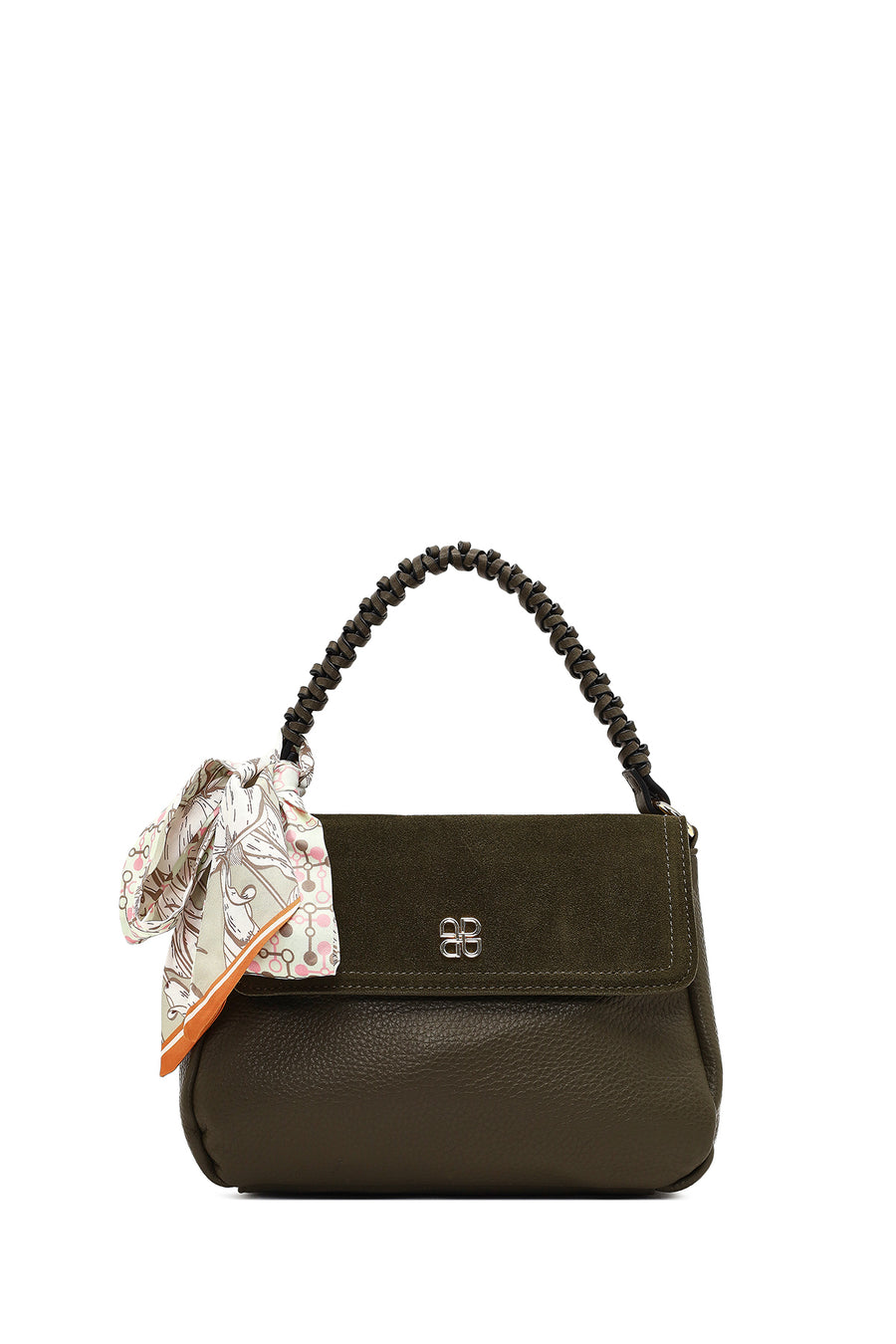 Women's Khaki Long Strap Suede Shoulder Bag