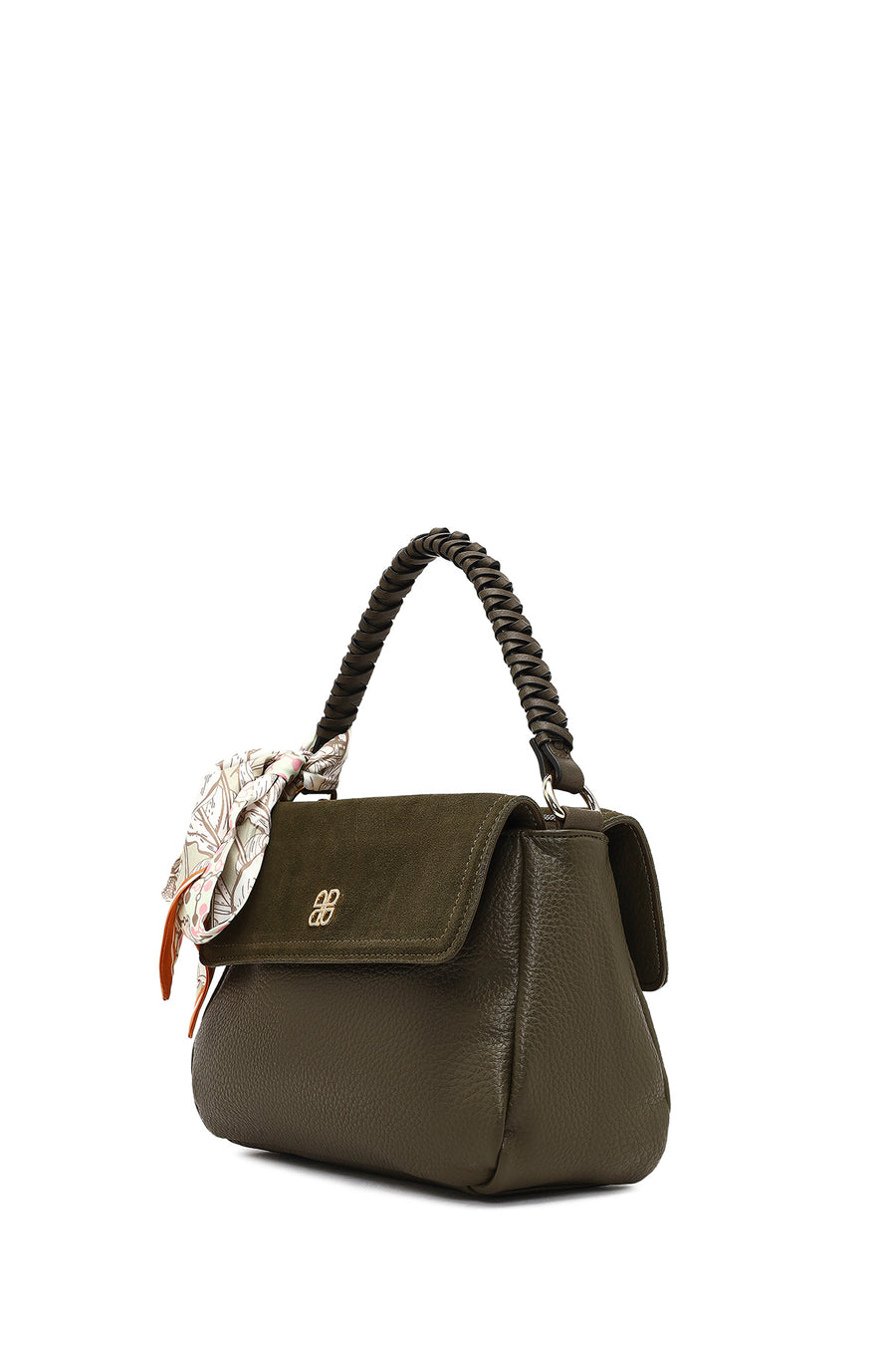 Women's Khaki Long Strap Suede Shoulder Bag