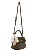 Women's Khaki Long Strap Suede Shoulder Bag | Derimod