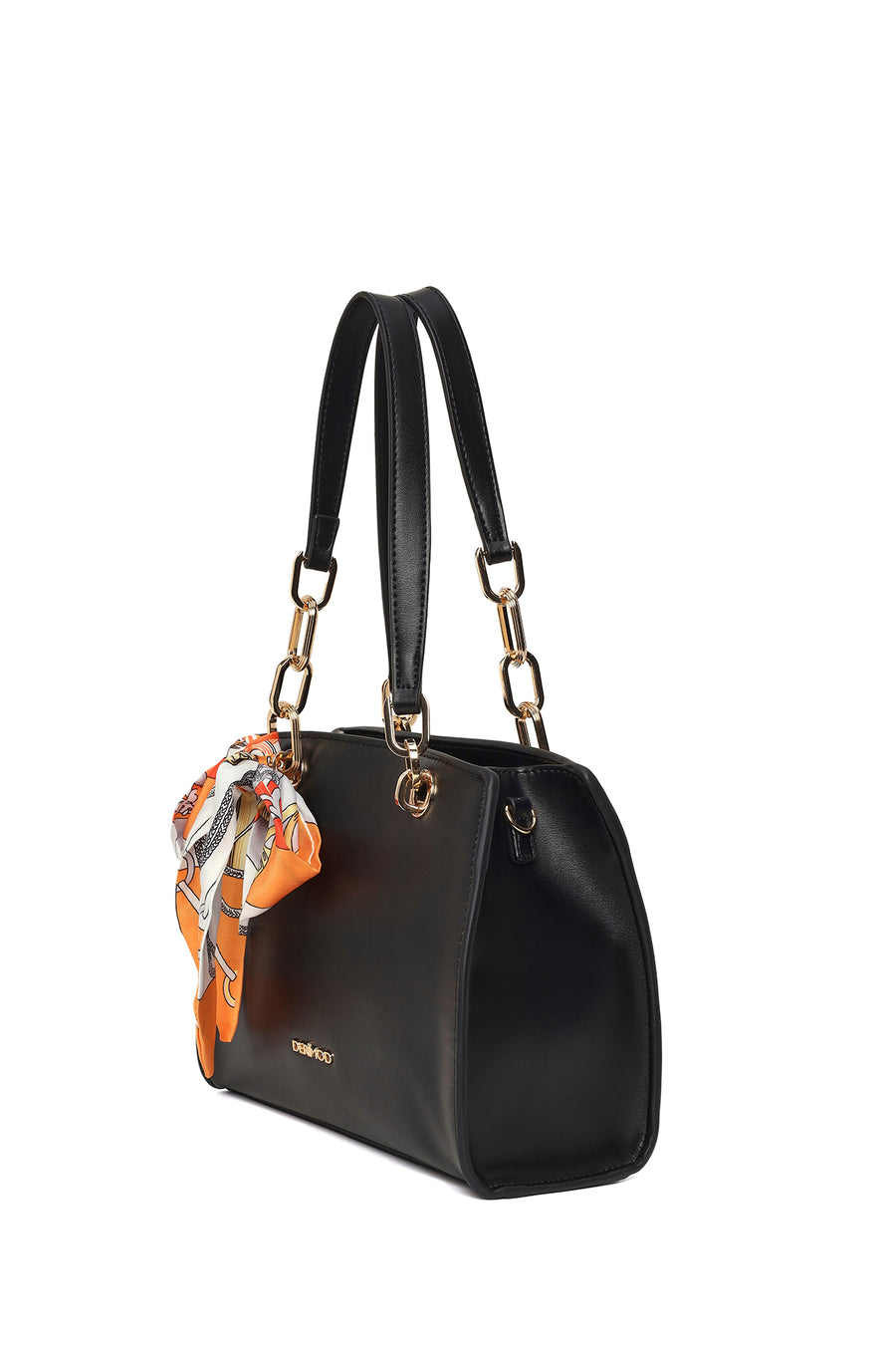 Women's Black Classic Shoulder Bag with Accessories