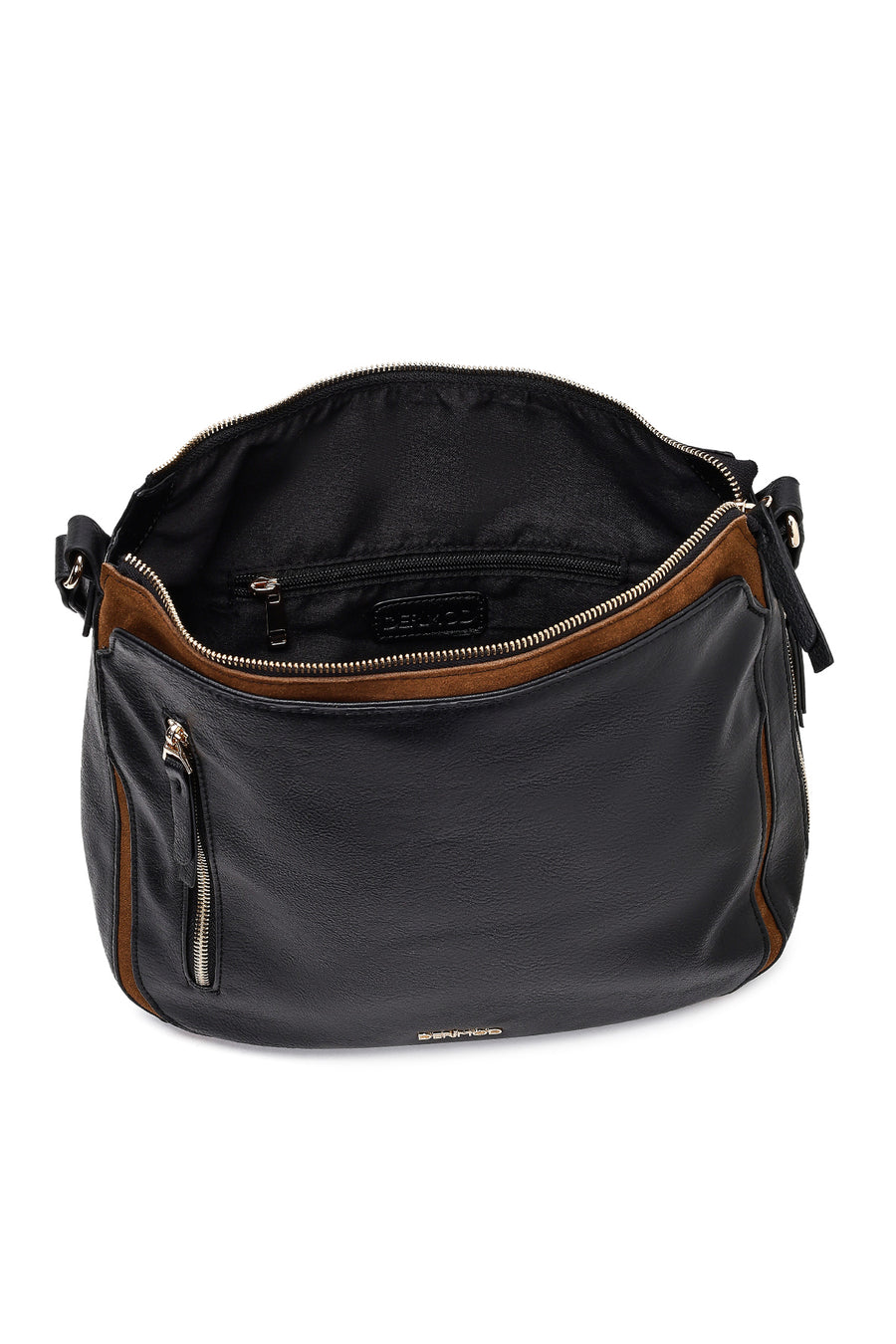 Women's Black Long Strap Leather Shoulder Bag