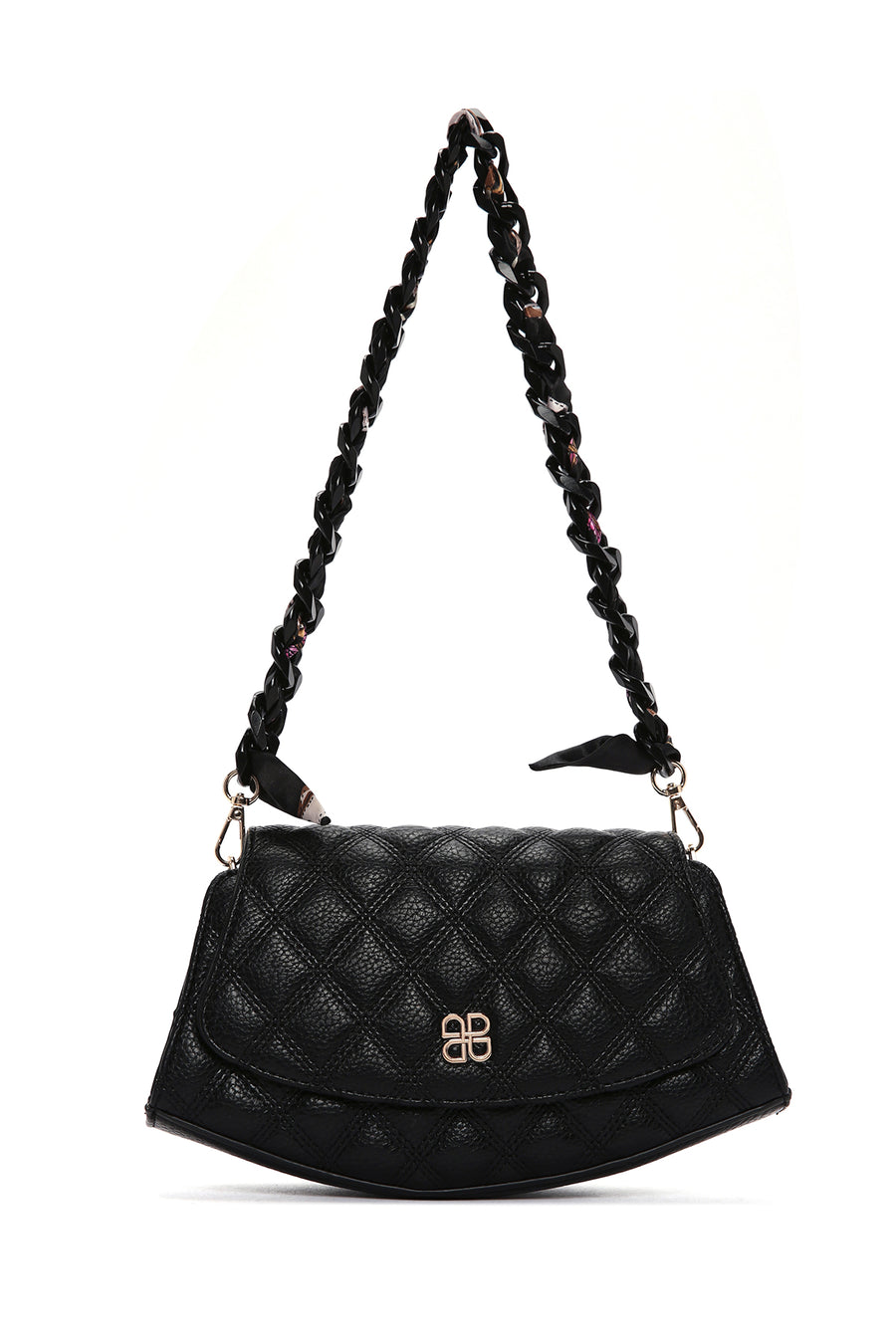 Women's Black Long Chain Strap Quilted Mini Shoulder Bag