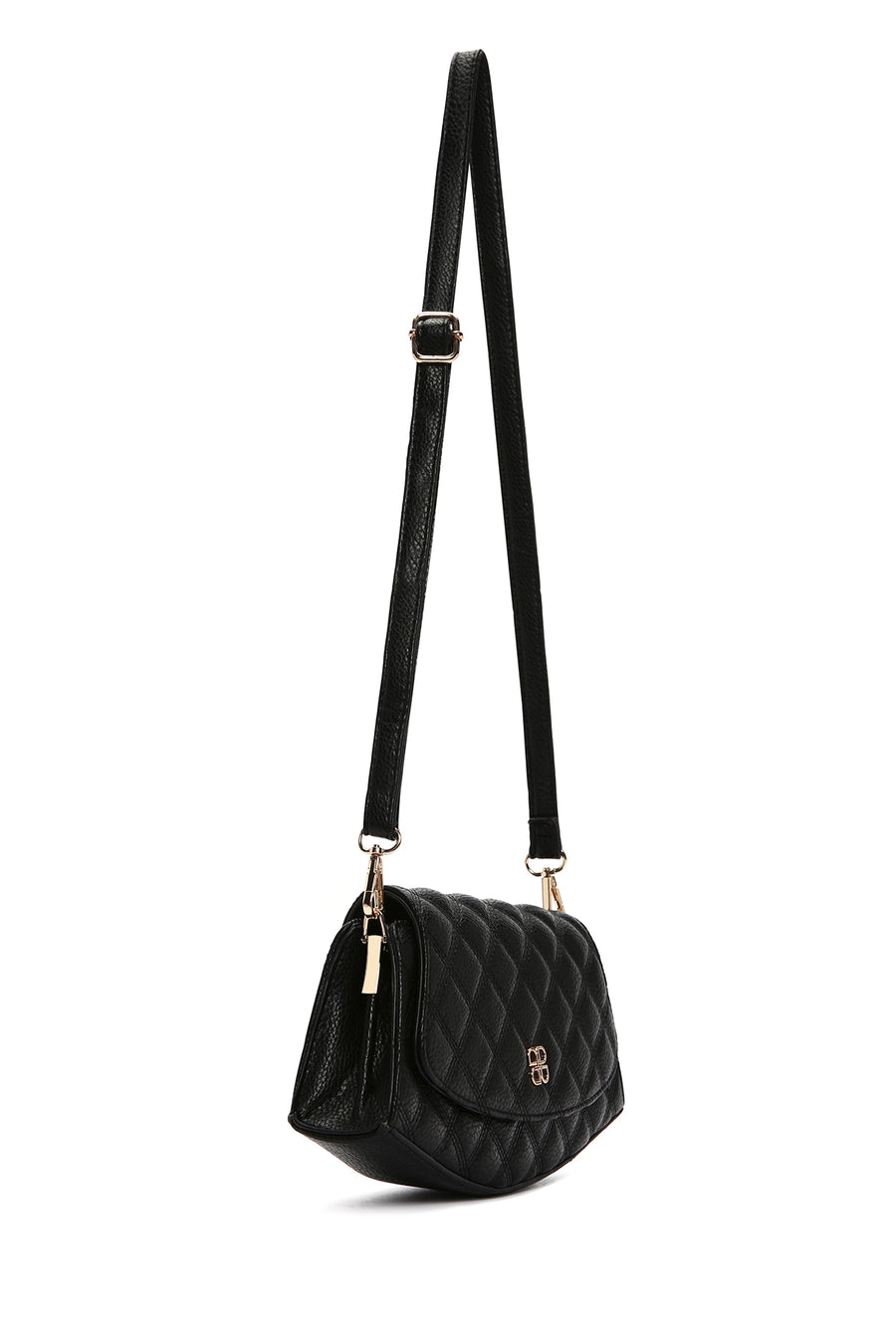 Women's Black Long Chain Strap Quilted Mini Shoulder Bag