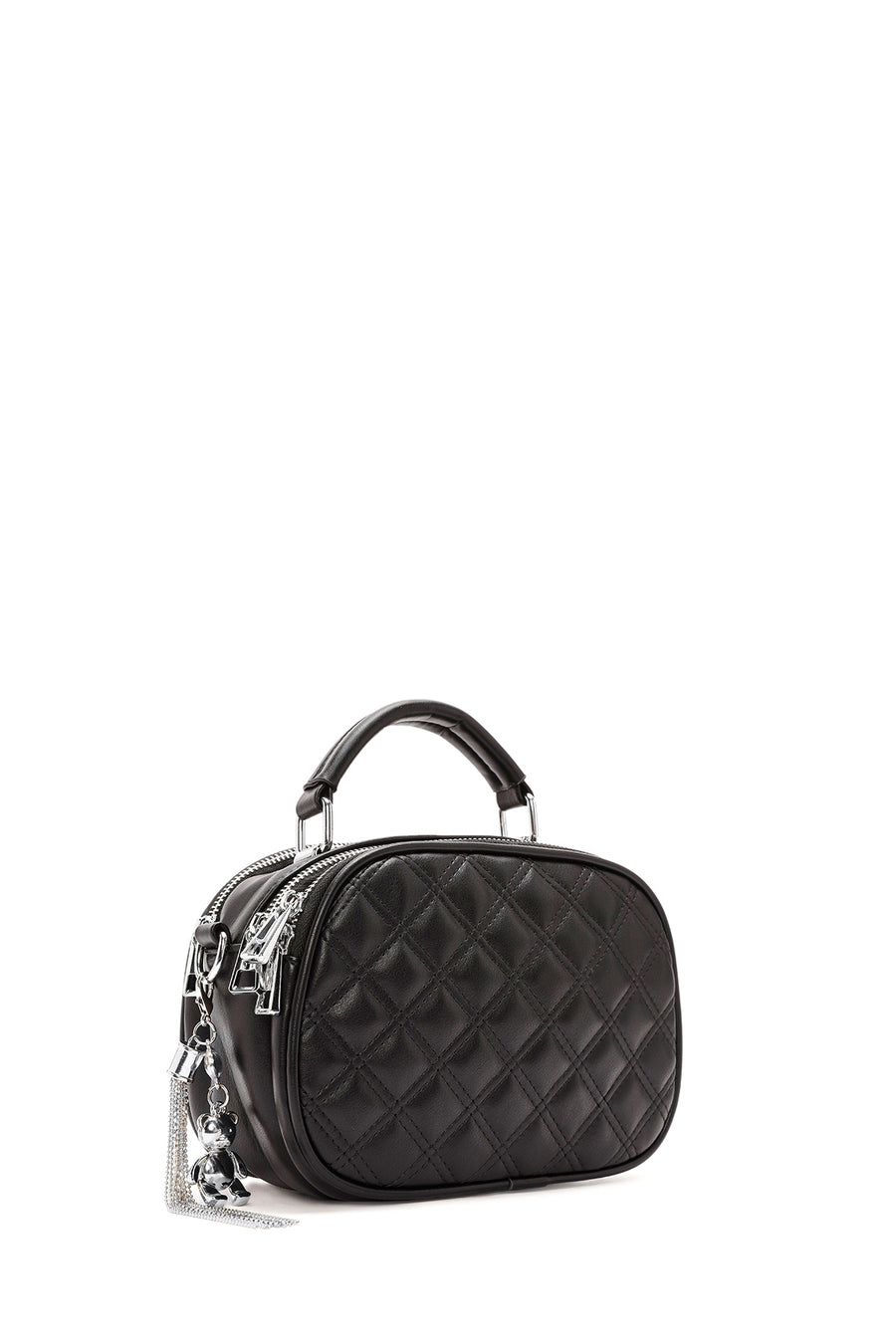 Women's Black Long Strapped Quilted Crossbody Bag