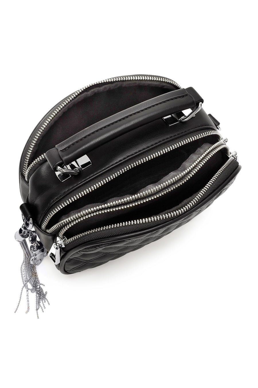 Women's Black Long Strapped Quilted Crossbody Bag
