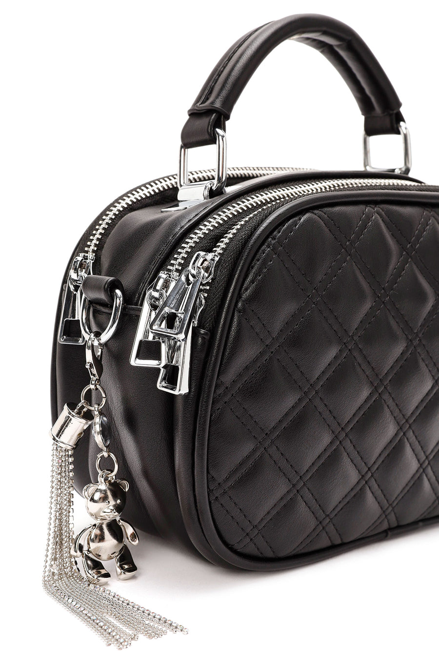 Women's Black Long Strapped Quilted Crossbody Bag