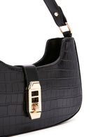 Women's Black Long Strap Crocodile Sleeve Bag | Derimod