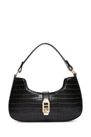 Women's Black Long Strap Crocodile Sleeve Bag | Derimod