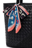Women's Black Long Strap Accessorized Woven Shoulder Bag | Derimod