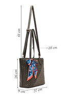 Women's Gray Long Strap Accessorized Woven Shoulder Bag | Derimod