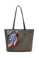 Women's Gray Long Strap Accessorized Woven Shoulder Bag | Derimod
