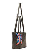 Women's Gray Long Strap Accessorized Woven Shoulder Bag | Derimod
