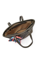 Women's Gray Long Strap Accessorized Woven Shoulder Bag | Derimod