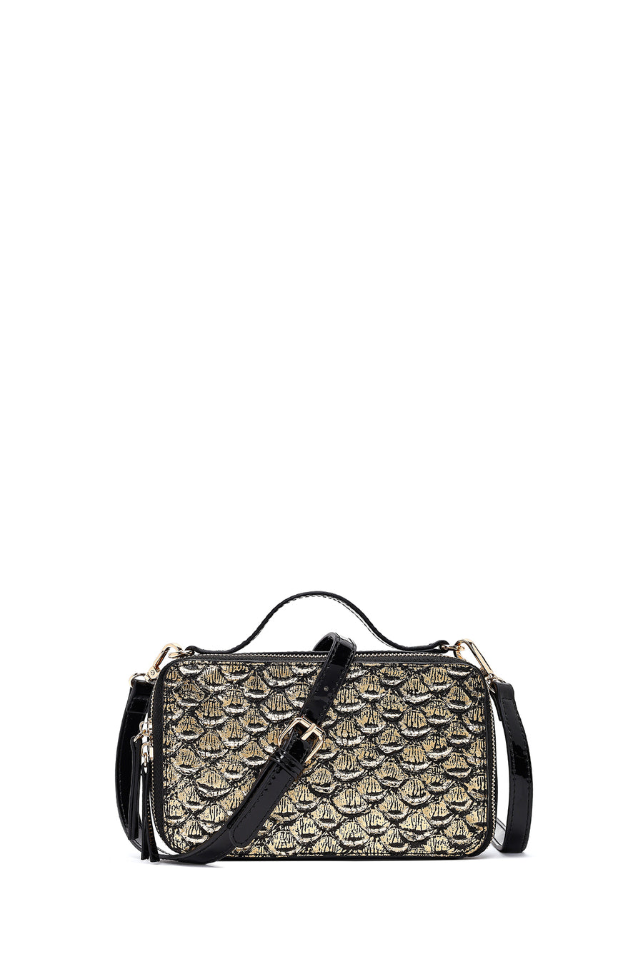 Kadın Siyah Uzun Askılı Rugan Mini Kol Çantası 25WBD266516 | Derimod