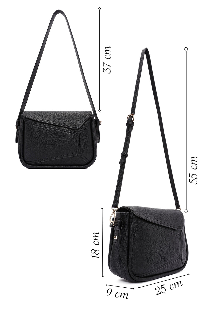 Women's Black Long Strapped Crossbody Bag