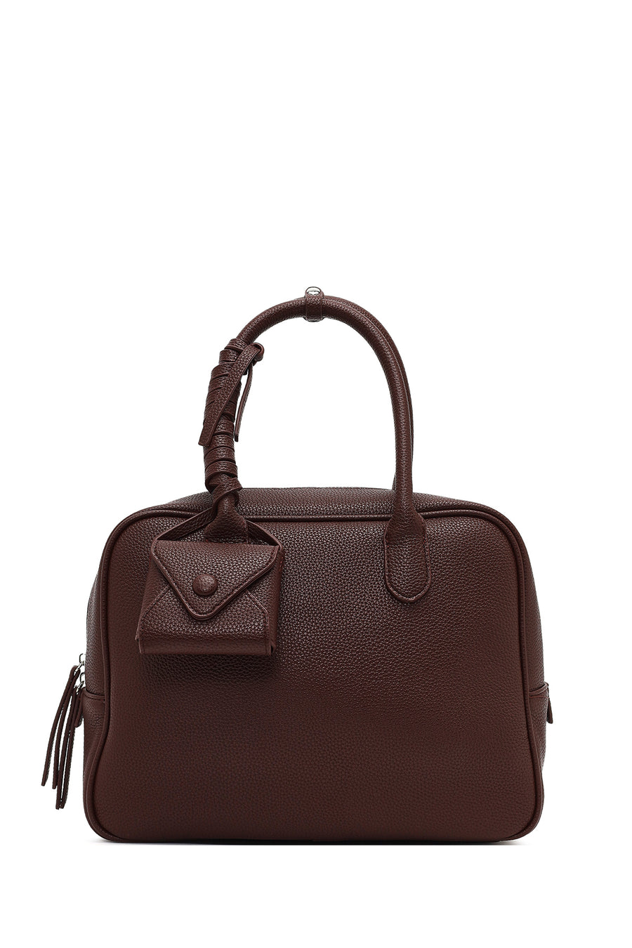 Women's Burgundy Long Strap Charm Handbag