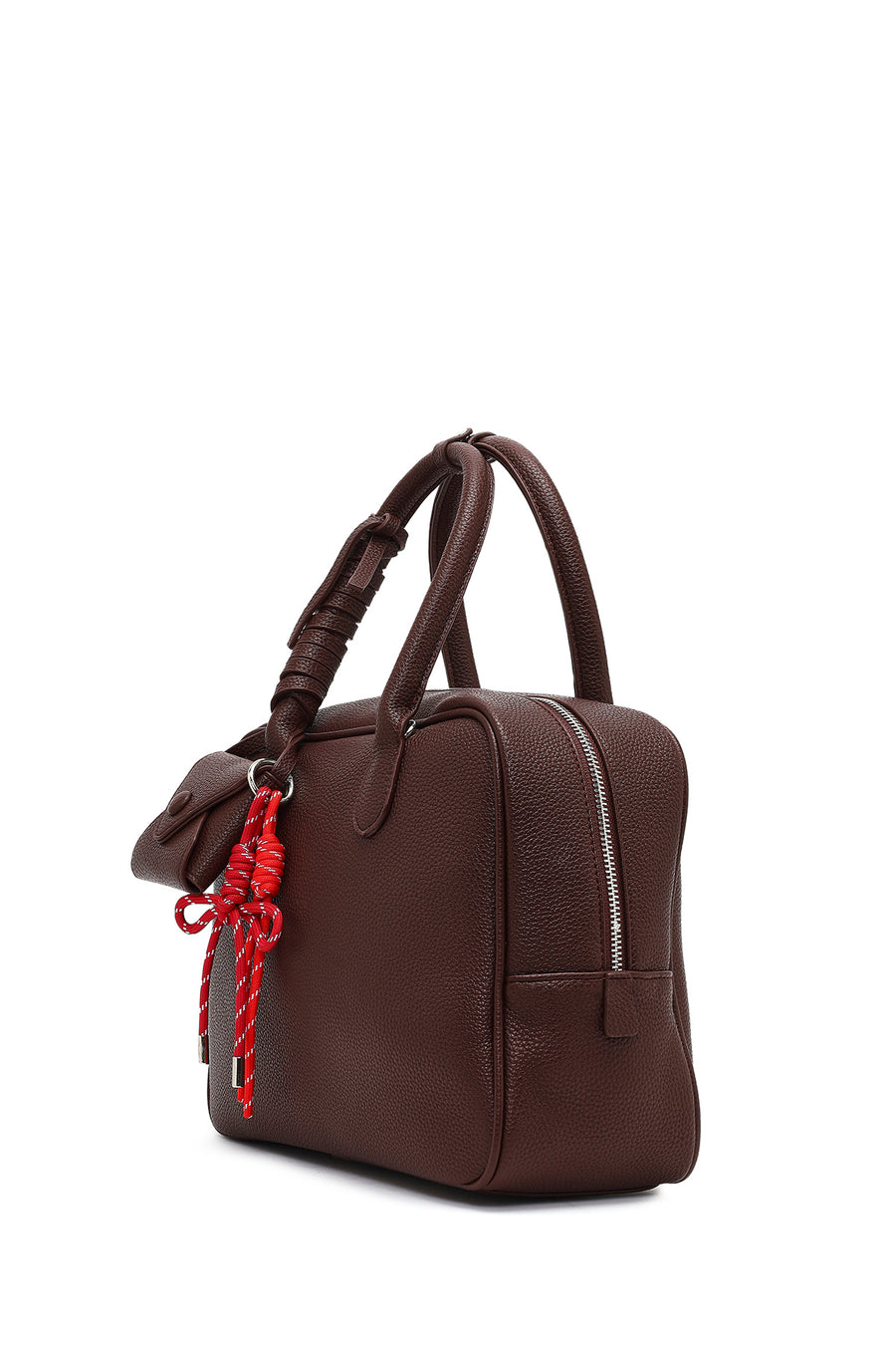 Women's Burgundy Long Strap Charm Handbag