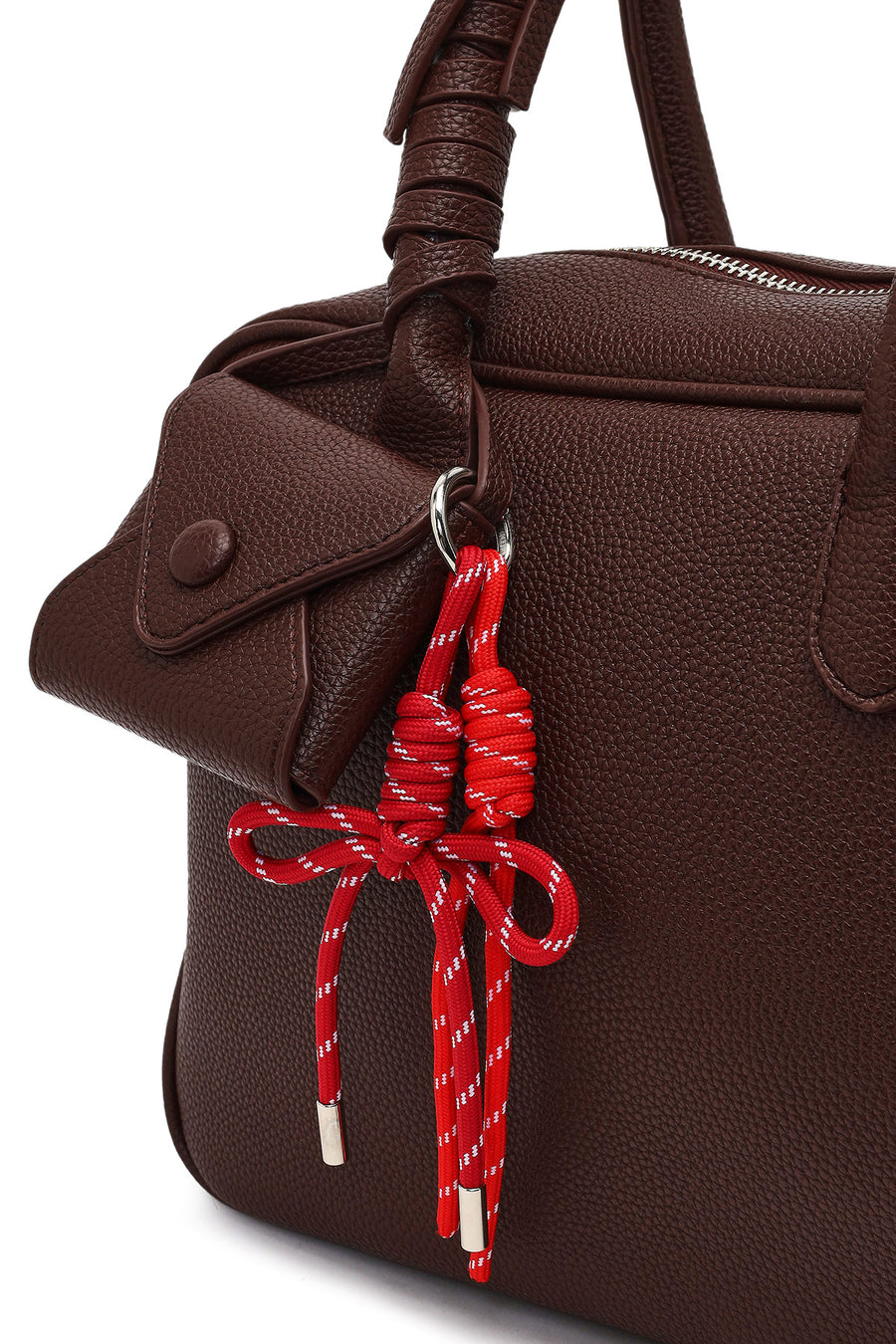 Women's Burgundy Long Strap Charm Handbag