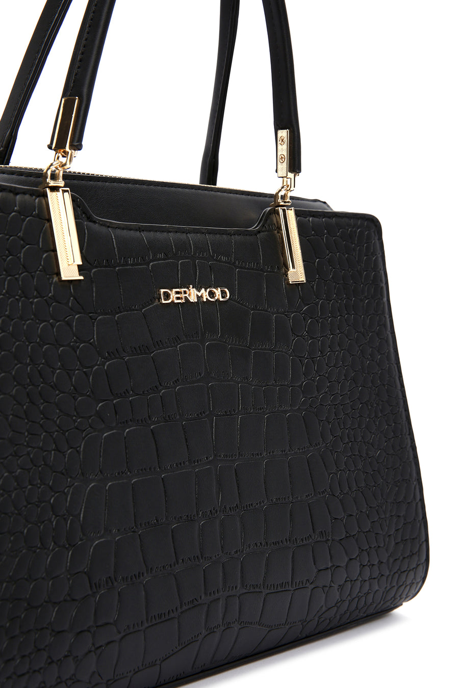 Women's Black Long Strap Crocodile Sleeve Bag