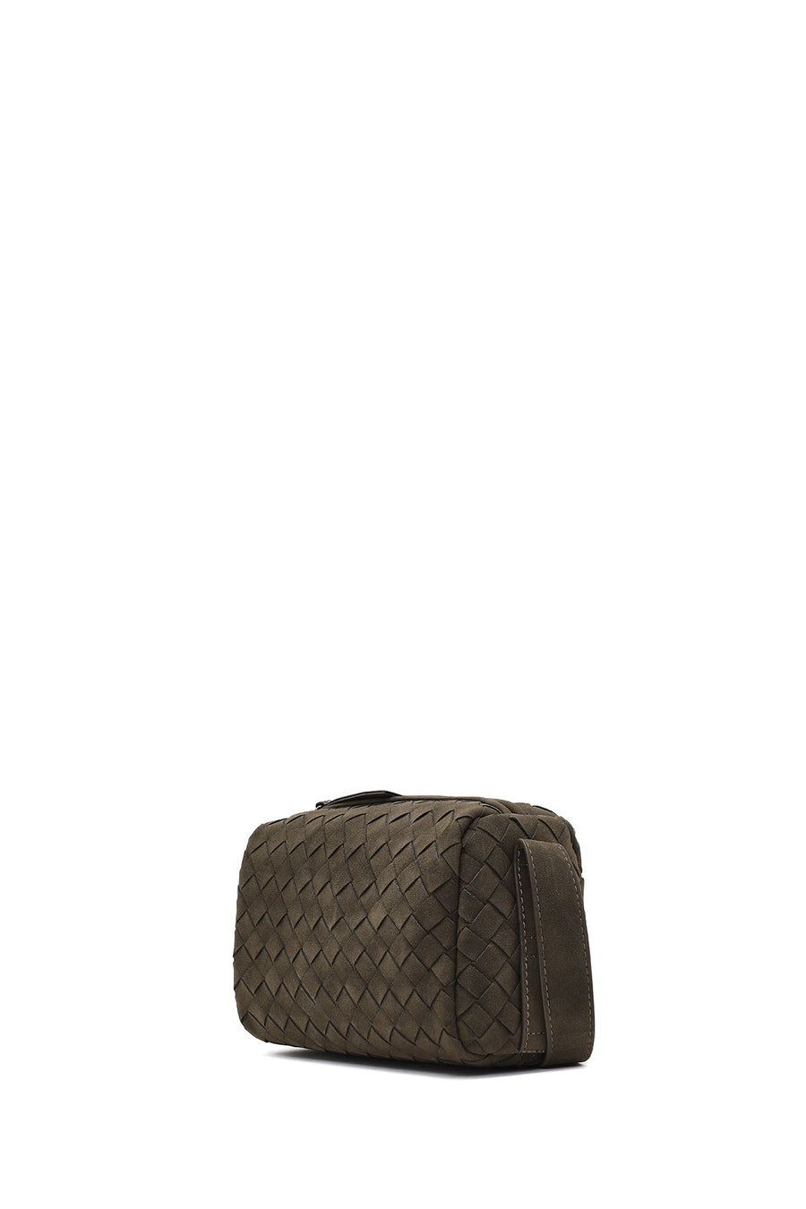 Women's Gray Long Strap Knitted Suede Crossbody Bag