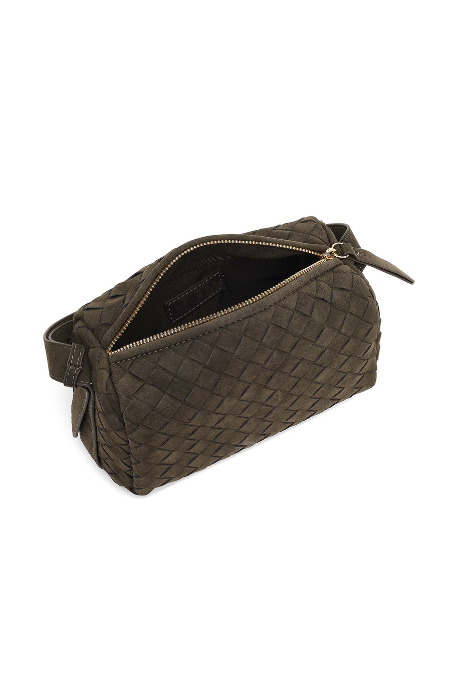Women's Gray Long Strap Knitted Suede Crossbody Bag