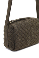 Women's Gray Long Strap Knitted Suede Crossbody Bag | Derimod