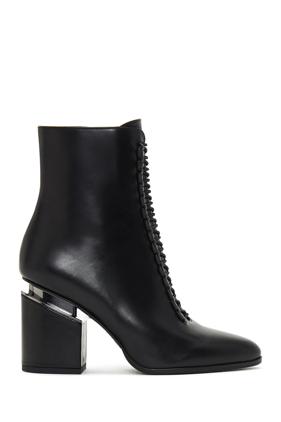 Woman Black Zippered Chunky Heels Leather Boat 25WFD100018 | Derimod
