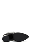 Woman Black Zippered Chunky Heels Leather Boat | Derimod