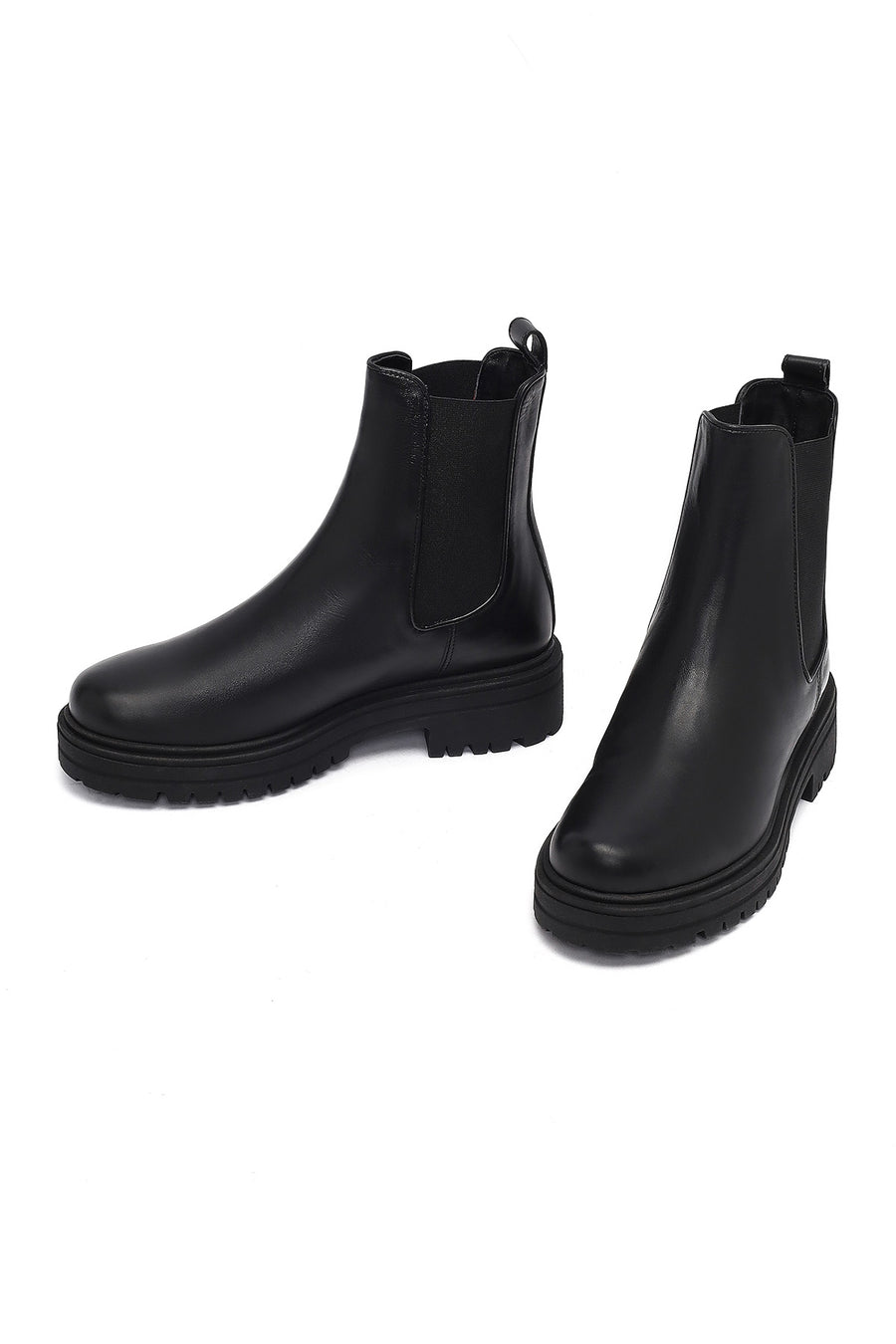Woman Siyah Leather Chelsea Bot