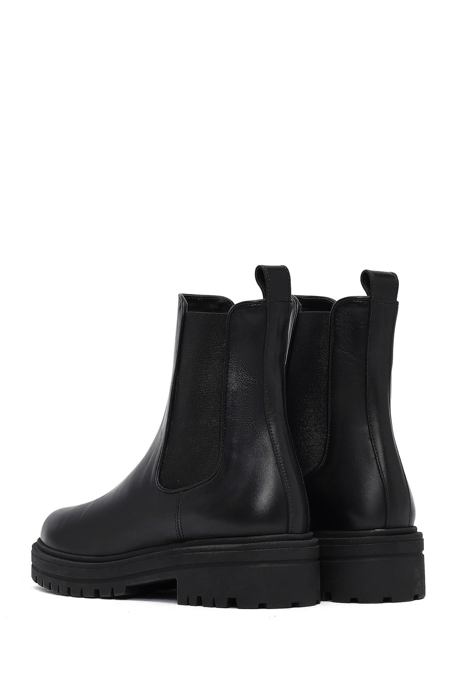 Woman Siyah Leather Chelsea Bot