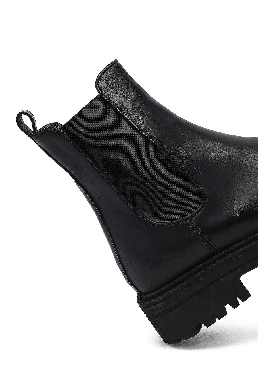 Woman Siyah Leather Chelsea Bot
