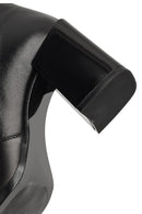 Women's Black Zippered Thick Heeled Leather Boot | Derimod