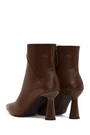 Woman Brown Zippered Thin Heeled Leather Boot | Derimod