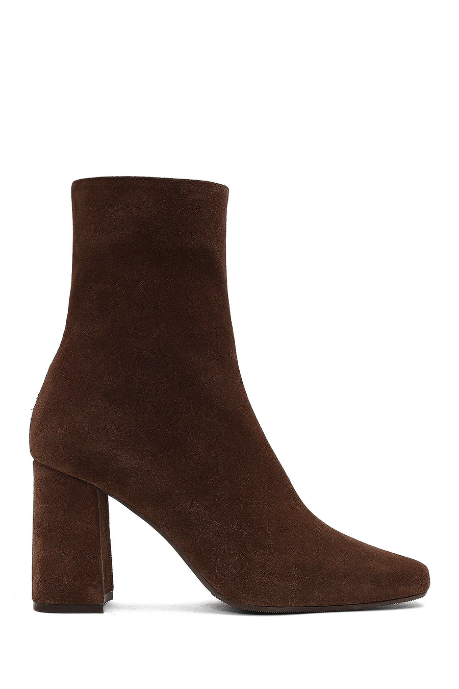Woman Brown Zippered Thick Heeled Suede Leather Boot 25WFD130810 | Derimod