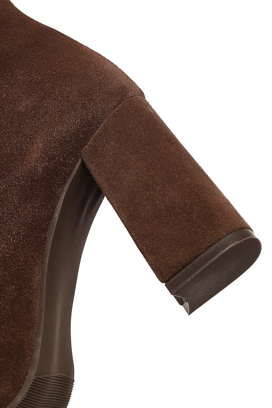 Woman Brown Zippered Thick Heeled Suede Leather Boot