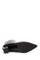 Woman Black Zippered Chunky Heels Leather Boat | Derimod