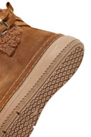 Woman Tan Zippered Suede Leather Teddy Bot | Derimod