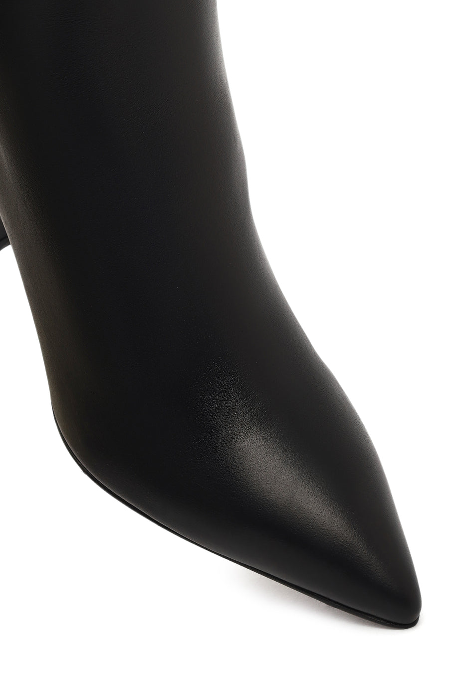 Women's Black Zipper Heeled Leather Boots