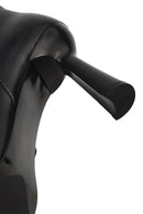 Women's Black Zipper Heeled Leather Boots | Derimod