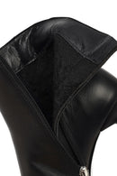Women's Black Zipper Heeled Leather Boots | Derimod