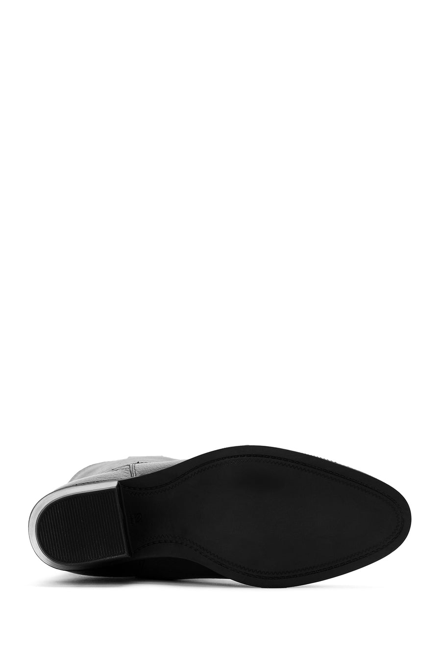 Woman Black Chunky Heels Leather Cowboy Boots