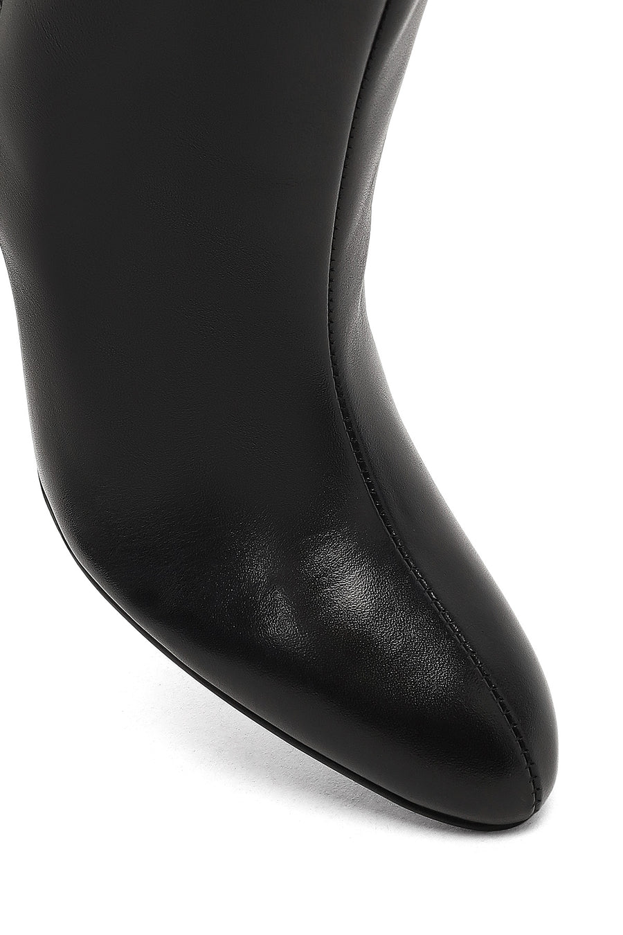Women's Black Thin Heeled Leather Boot