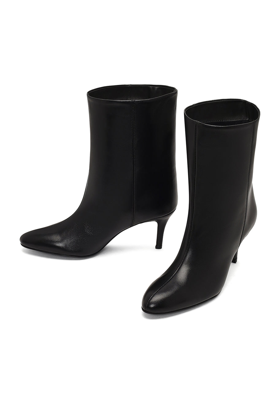 Women's Black Thin Heeled Leather Boot