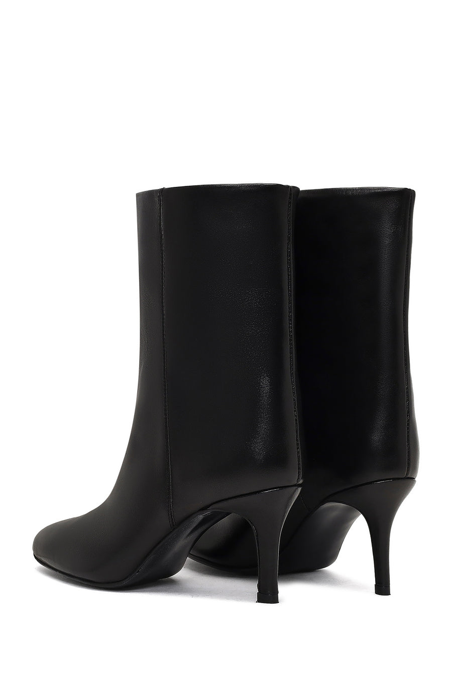 Women's Black Thin Heeled Leather Boot